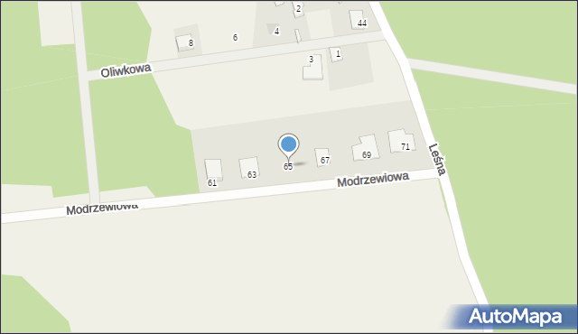 Pawłówek, Modrzewiowa, 65, mapa Pawłówek