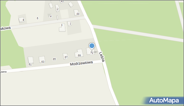 Pawłówek, Modrzewiowa, 71, mapa Pawłówek