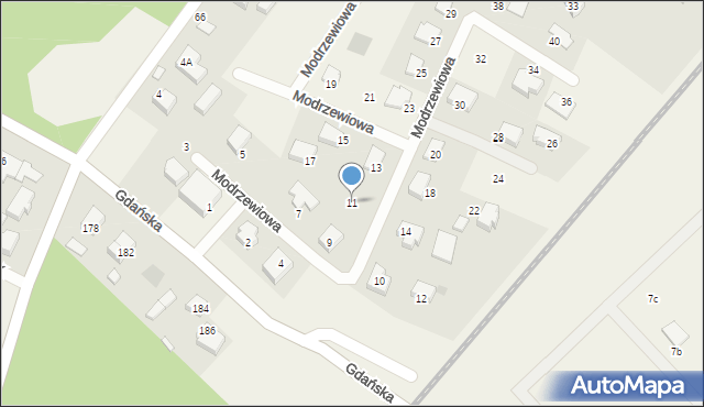 Pępowo, Modrzewiowa, 11, mapa Pępowo