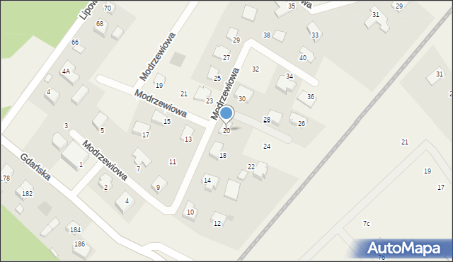 Pępowo, Modrzewiowa, 20, mapa Pępowo