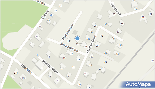 Pępowo, Modrzewiowa, 21, mapa Pępowo