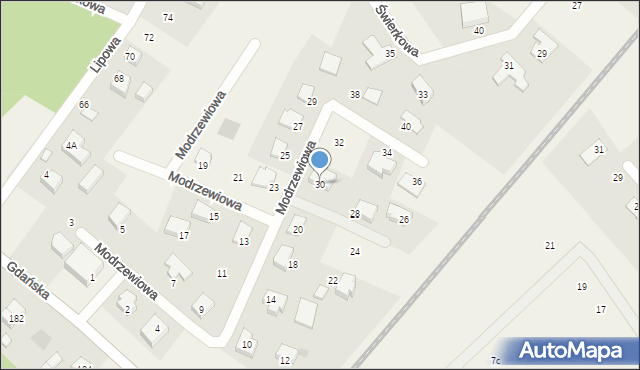 Pępowo, Modrzewiowa, 30, mapa Pępowo