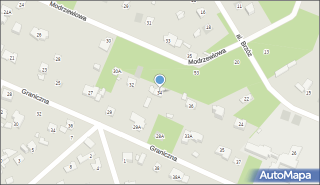 Piaseczno, Modrzewiowa, 34, mapa Piaseczno