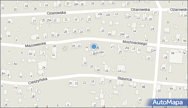 Piastów, Mochnackiego Maurycego, 19, mapa Piastów
