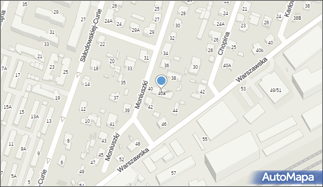 Piastów, Moniuszki Stanisława, 40a, mapa Piastów