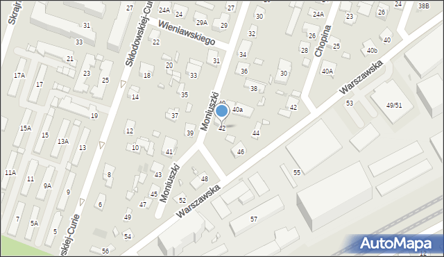 Piastów, Moniuszki Stanisława, 42, mapa Piastów