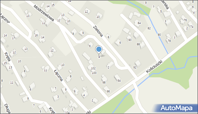 Pietrzykowice, Modrzewiowa, 4, mapa Pietrzykowice