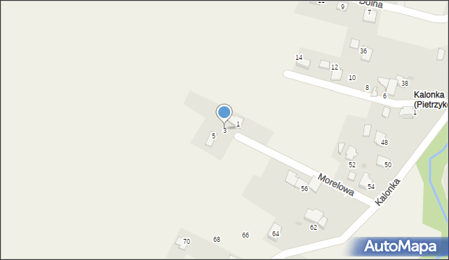 Pietrzykowice, Morelowa, 3, mapa Pietrzykowice