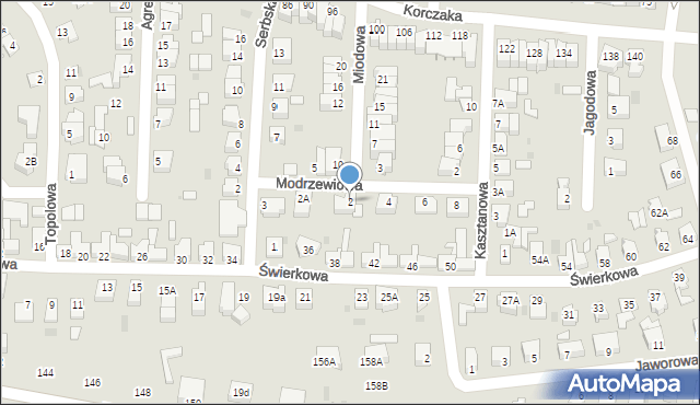 Piła, Modrzewiowa, 2, mapa Piły