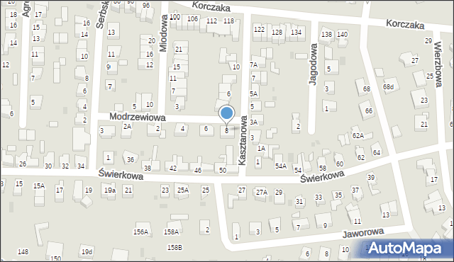 Piła, Modrzewiowa, 8, mapa Piły