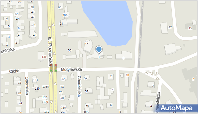 Piła, Motylewska, 1, mapa Piły