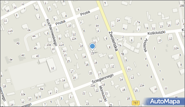 Pionki, Moniuszki Stanisława, 13, mapa Pionki