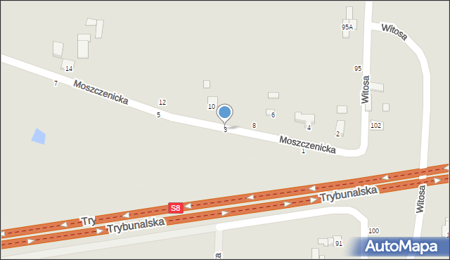 Piotrków Trybunalski, Moszczenicka, 3, mapa Piotrków Trybunalski