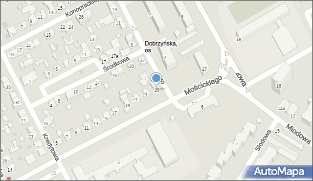 Płock, Mościckiego Ignacego, prezydenta, 25, mapa Płock