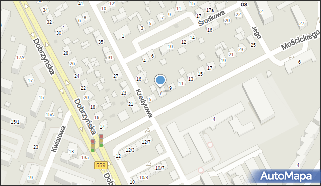 Płock, Mościckiego Ignacego, prezydenta, 7, mapa Płock