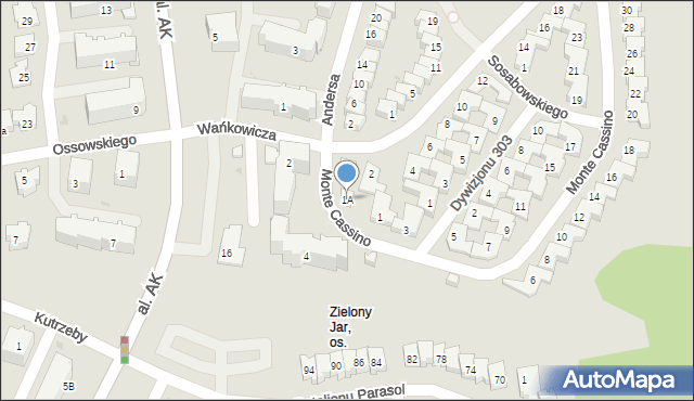 Płock, Monte Cassino, 1A, mapa Płock