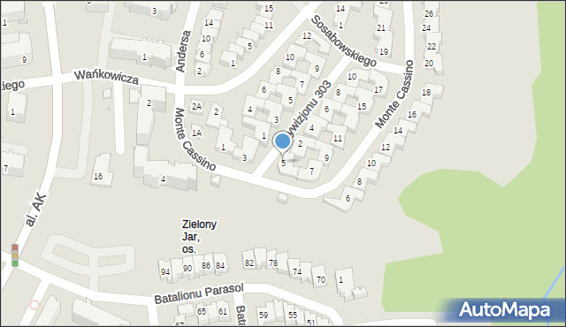 Płock, Monte Cassino, 5, mapa Płock