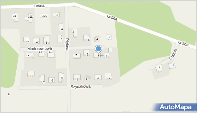 Płoty, Modrzewiowa, 3, mapa Płoty