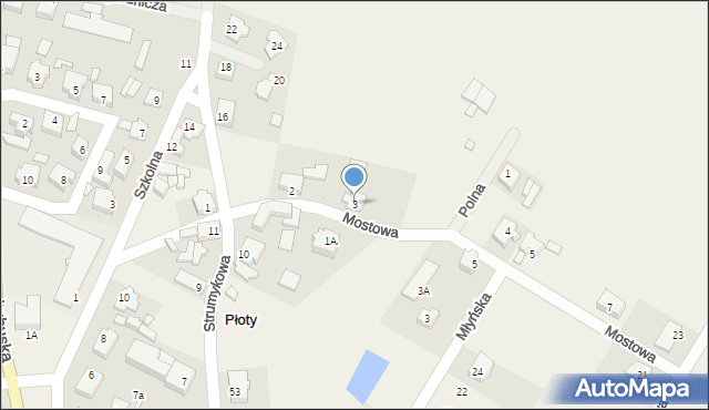 Płoty, Mostowa, 3, mapa Płoty