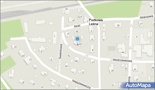 Podkowa Leśna, Modrzewiowa, 48, mapa Podkowa Leśna