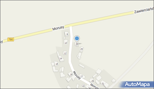 Podzamcze, Morusy, 23, mapa Podzamcze