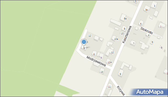 Poniatów, Modrzewiowa, 8, mapa Poniatów