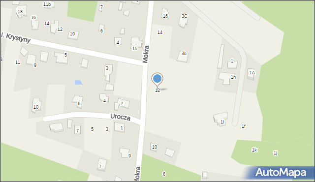 Prace Duże, Mokra, 12, mapa Prace Duże