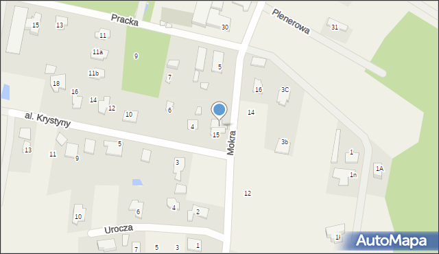 Prace Duże, Mokra, 15A, mapa Prace Duże