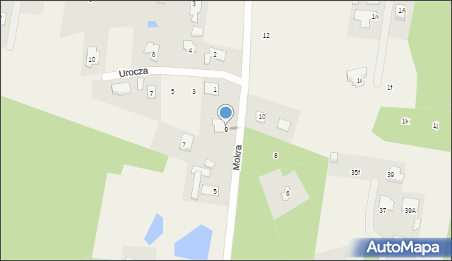 Prace Duże, Mokra, 9, mapa Prace Duże