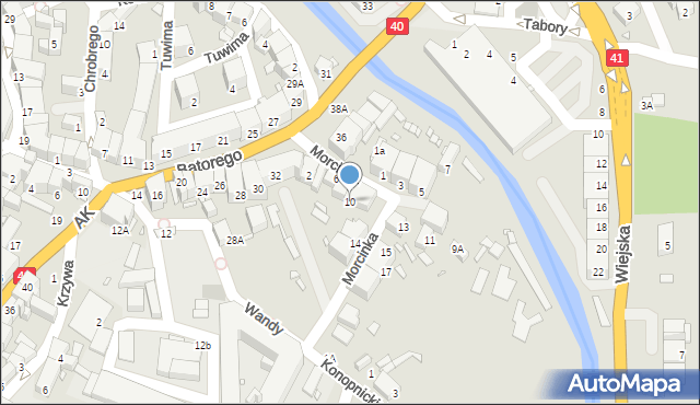 Prudnik, Morcinka Gustawa, 10, mapa Prudnik