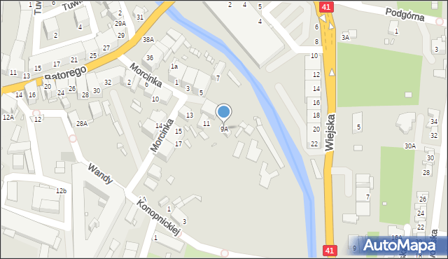 Prudnik, Morcinka Gustawa, 9A, mapa Prudnik