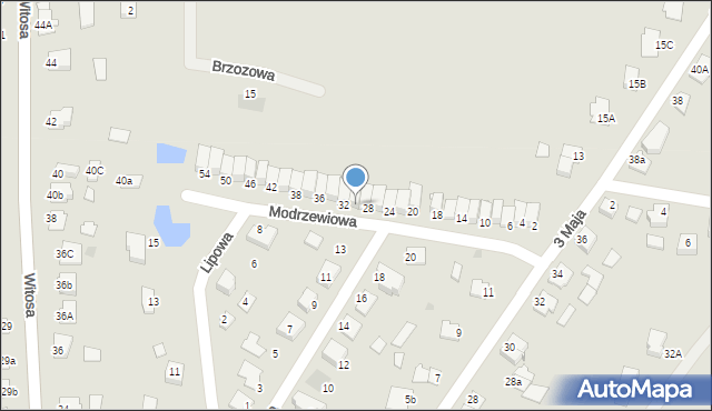 Pruszcz, Modrzewiowa, 30, mapa Pruszcz