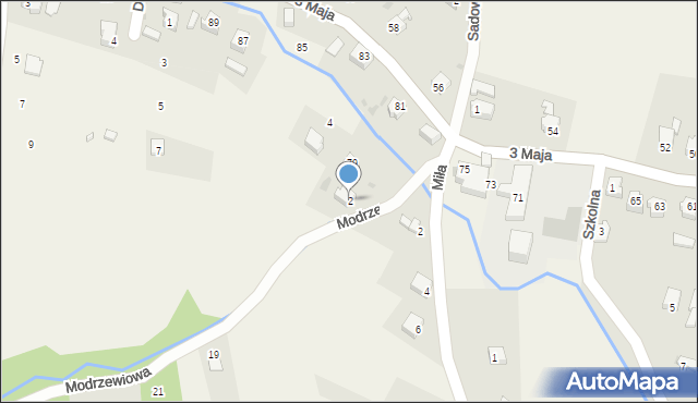 Przybędza, Modrzewiowa, 2, mapa Przybędza