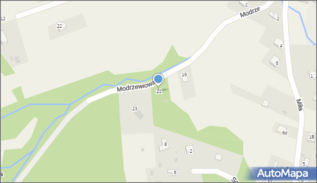 Przybędza, Modrzewiowa, 21, mapa Przybędza