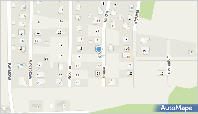 Przykona, Modra, 20, mapa Przykona