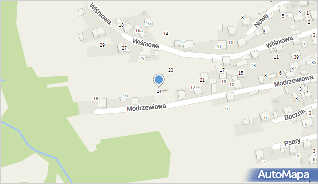 Psary, Modrzewiowa, 14, mapa Psary
