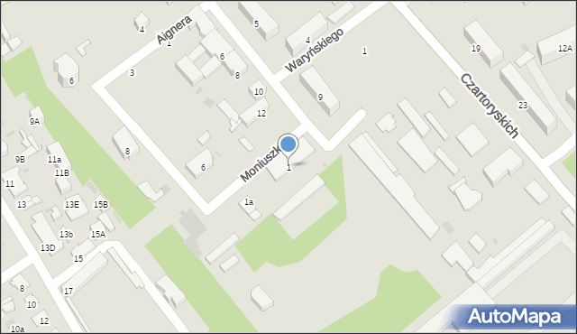 Puławy, Moniuszki Stanisława, 1, mapa Puław