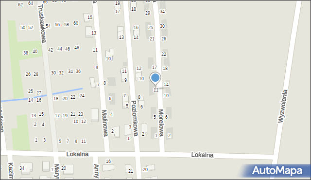 Pyskowice, Morelowa, 11, mapa Pyskowice
