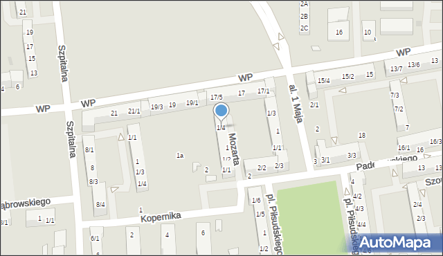 Pyskowice, Mozarta Wolfganga Amadeusza, 1/4, mapa Pyskowice