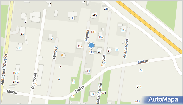 Rąbień, Mokra, 13a, mapa Rąbień