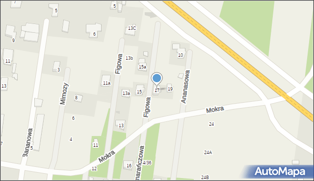 Rąbień, Mokra, 17, mapa Rąbień