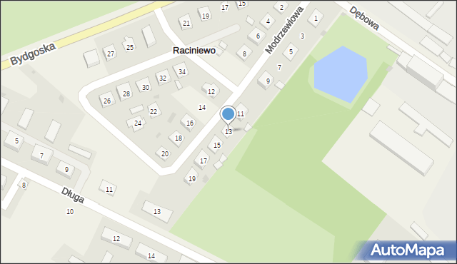 Raciniewo, Modrzewiowa, 13, mapa Raciniewo