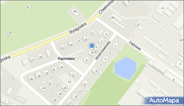 Raciniewo, Modrzewiowa, 6, mapa Raciniewo