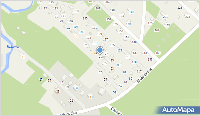 Radawa, Mołodycka, 67, mapa Radawa