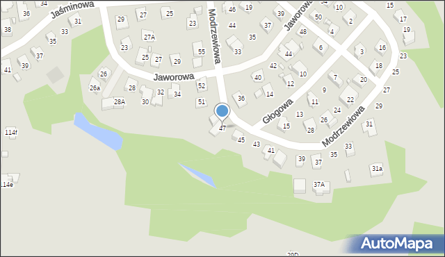 Radlin, Modrzewiowa, 47, mapa Radlin