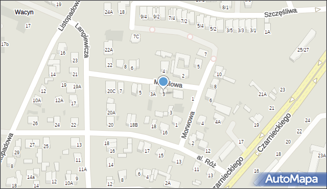 Radom, Morelowa, 3, mapa Radomia