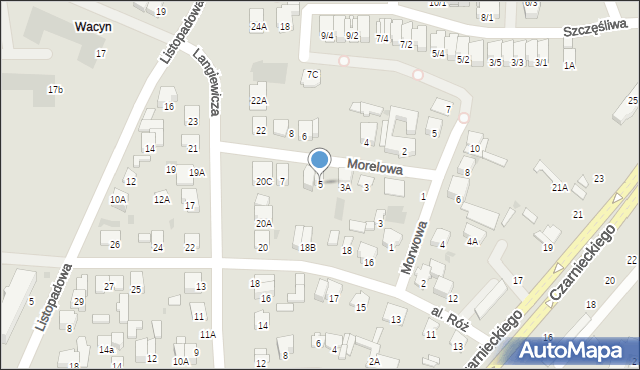 Radom, Morelowa, 5, mapa Radomia