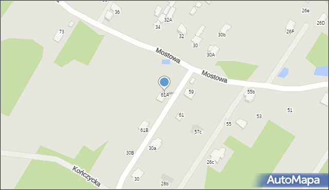 Radom, Mostowa, 61A, mapa Radomia