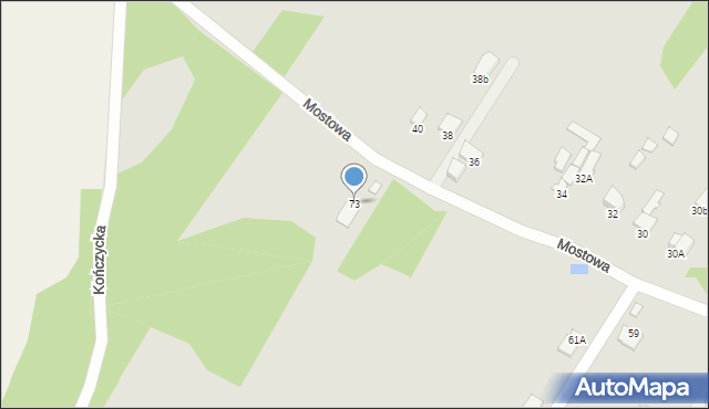 Radom, Mostowa, 73, mapa Radomia