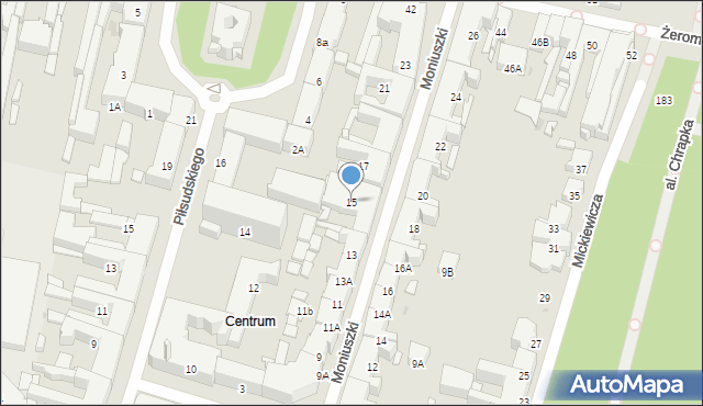 Radom, Moniuszki Stanisława, 15, mapa Radomia